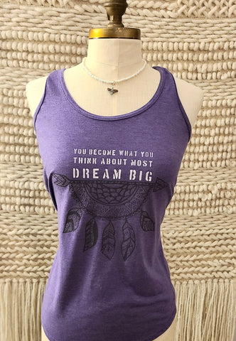 Dream Big Purple Tank with Dark Brown Dreamcatcher