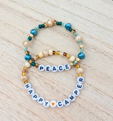 Happy Camper & Peace Bracelet Set