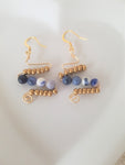 boho earrings, zigzag earings, cobalt and white semi-precious earrings