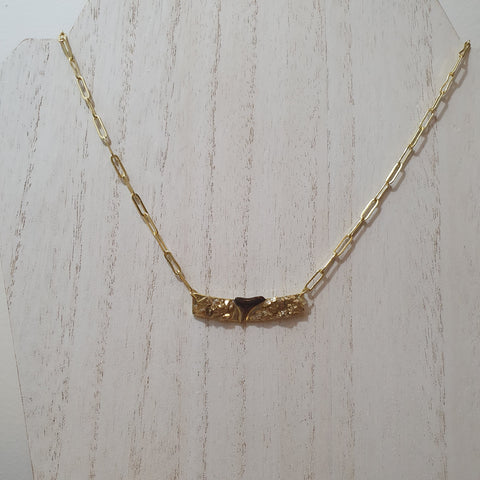 Gold Bar Shark Tooth Necklace